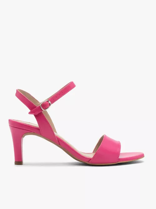 Fuksjowe sandały damskie na szpilce