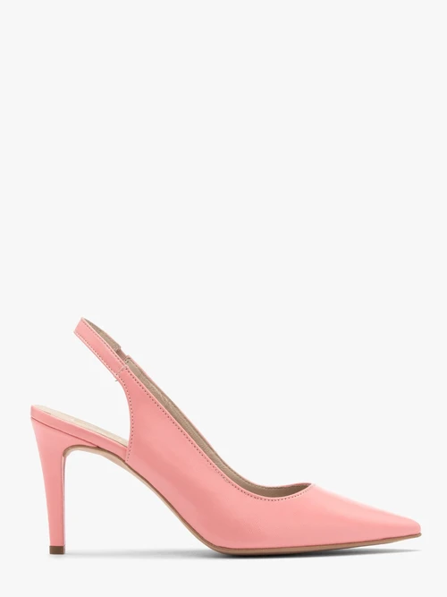 Różowe czółenka damskie z paskiem na pięcie