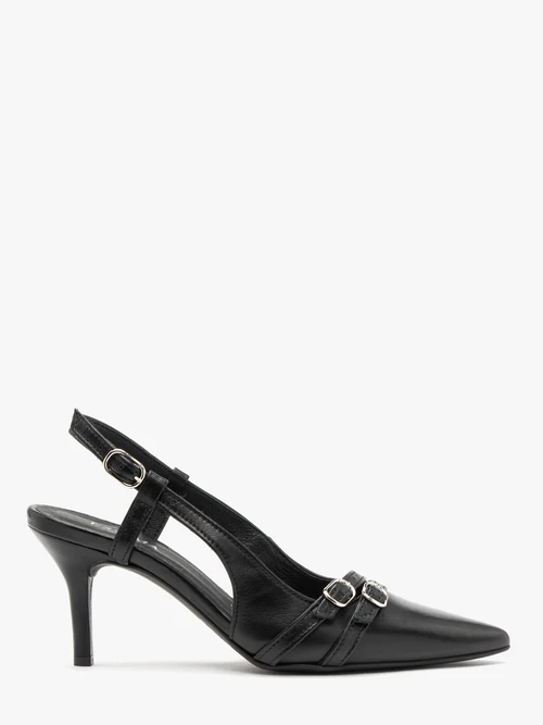 Czółenka slingback z dekoracyjnymi paskami