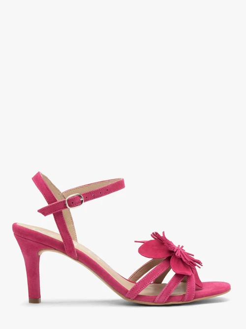 Fuksjowe sandały damskie na szpilce