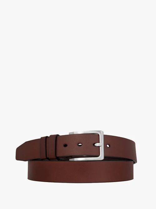 Ciemnobrązowy pasek ze skóry licowej