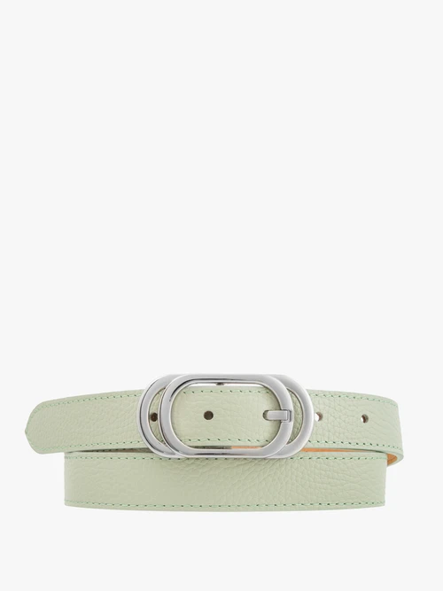 Miętowy pasek damski ze srebrną klamrą