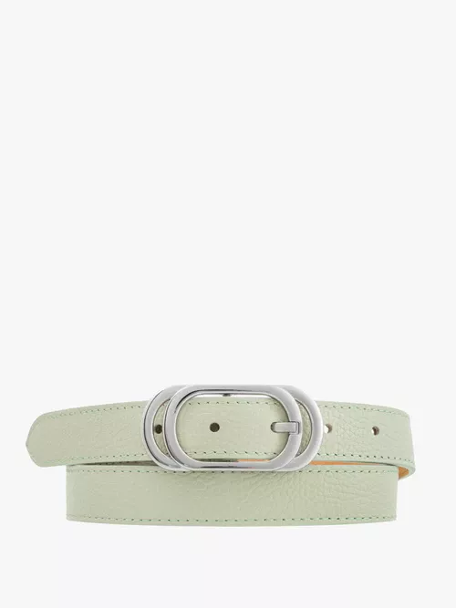 Miętowy pasek damski ze srebrną klamrą