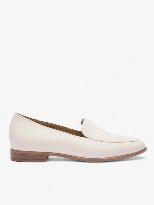 Kremowo-białe mokasyny ze skóry licowej