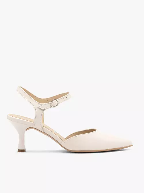 Kremowe ślubne czółenka slingback