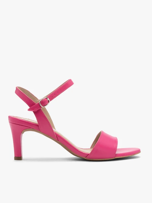 Fuksjowe sandały damskie na szpilce