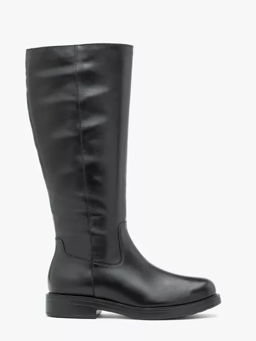 Czarne kozaki ze skóry licowej