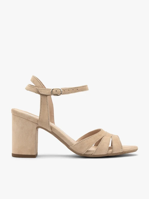 Welurowe sandały damskie na obcasie