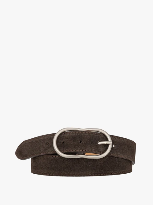 Welurowy pasek damski ze srebrną klamrą