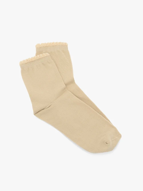 Beżowe skarpety bawełniane z falbanką