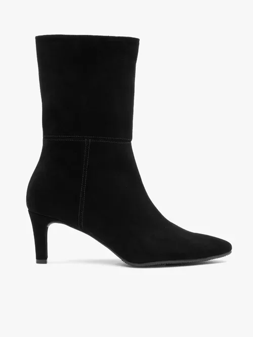 Czarne wyższe botki ze skóry welurowej