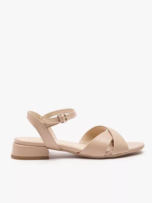 Beżowe sandały ze skóry licowej