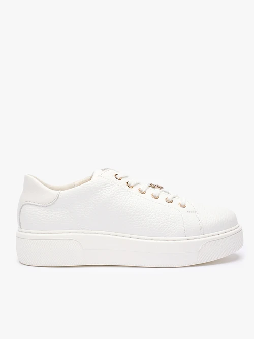 Białe sneakersy ze skóry licowej