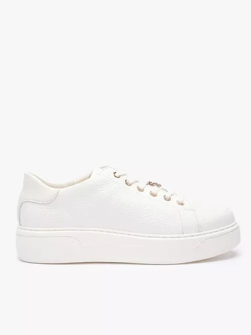 Białe sneakersy ze skóry licowej