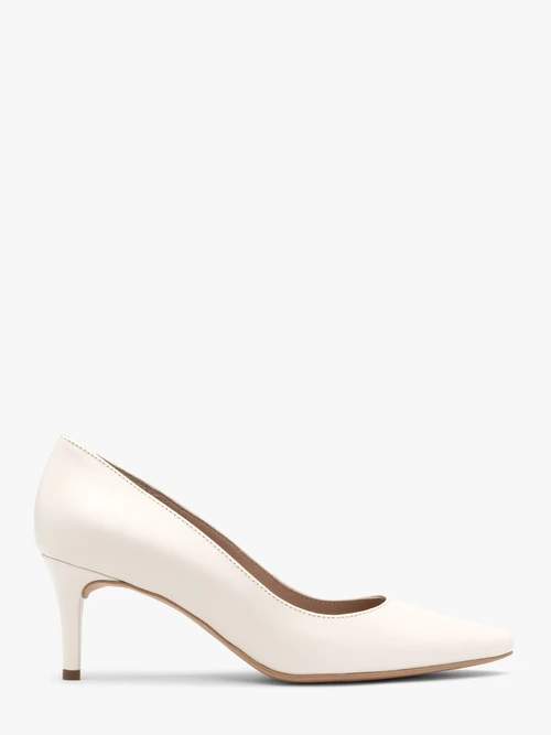 Kremowe ślubne czółenka ze skóry licowej