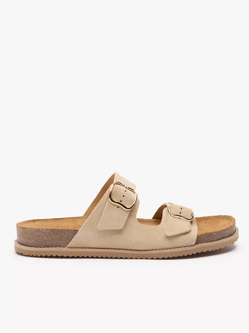 Piaskowe klapki z dwoma paskami