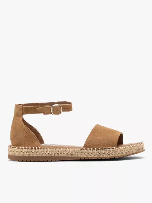 Rude płaskie sandały z weluru