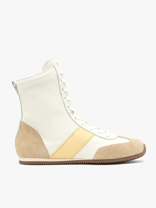 Biało-beżowe buty sportowe za kostkę