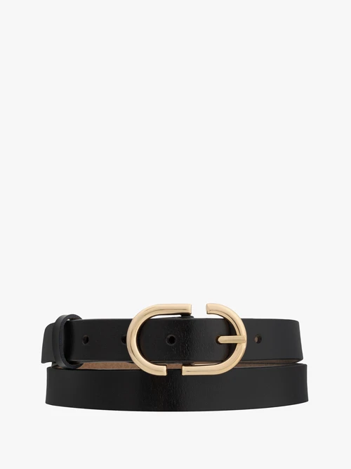 Czarny pasek ze skóry licowej