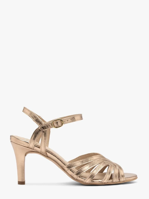 Platynowe sandały damskie na szpilce