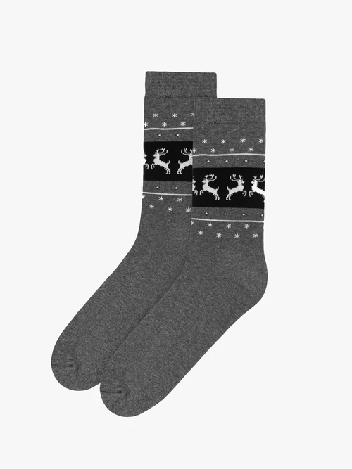 Szare skarpetki świąteczne unisex w renifery