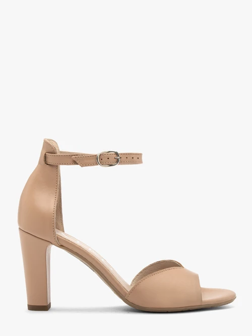 Beżowe sandały damskie na słupku