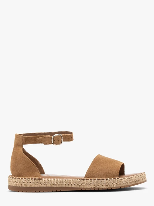 Rude płaskie sandały z weluru