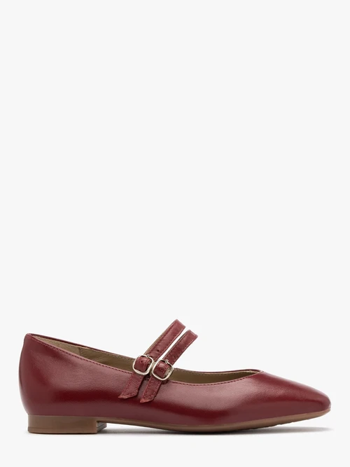 Bordowe baleriny z dwoma paskami