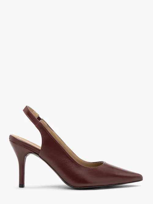 Bordowe czółenka slingback bez pięty