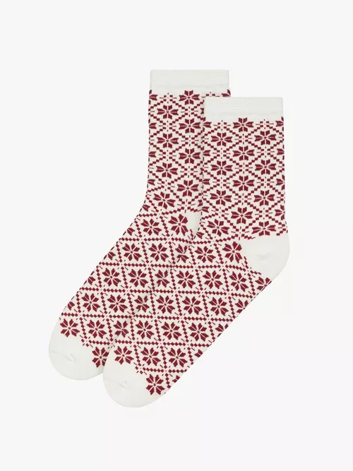 Białe skarpetki świąteczne unisex w skandynawski wzór
