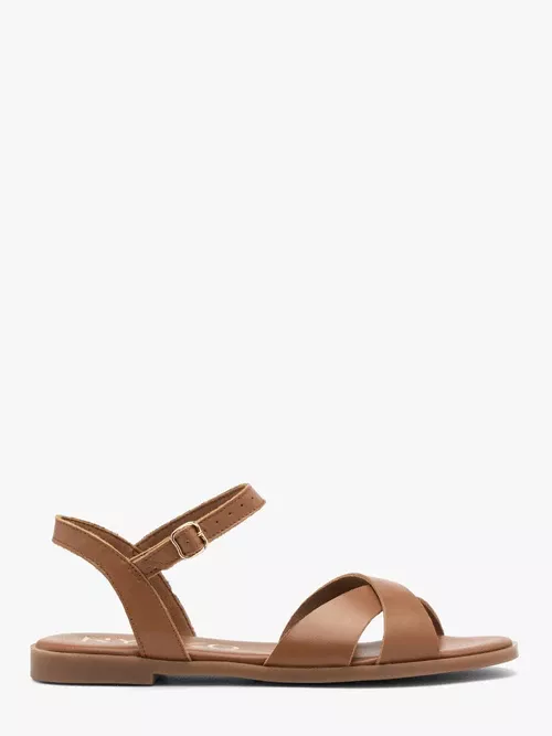 Jasnobrązowe sandały damskie płaskie