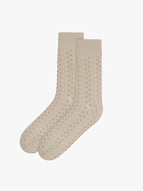 Beżowe skarpety męskie w kropki