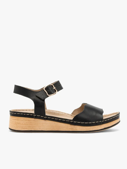 Czarne sandały damskie z platformą