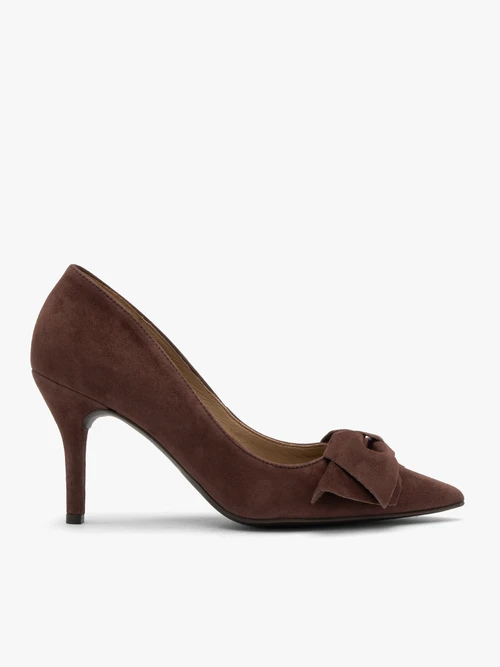 Ciemnobrązowe czółenka damskie z kokardą