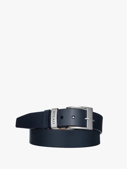 Granatowy pasek męski z logotypem na klamrze