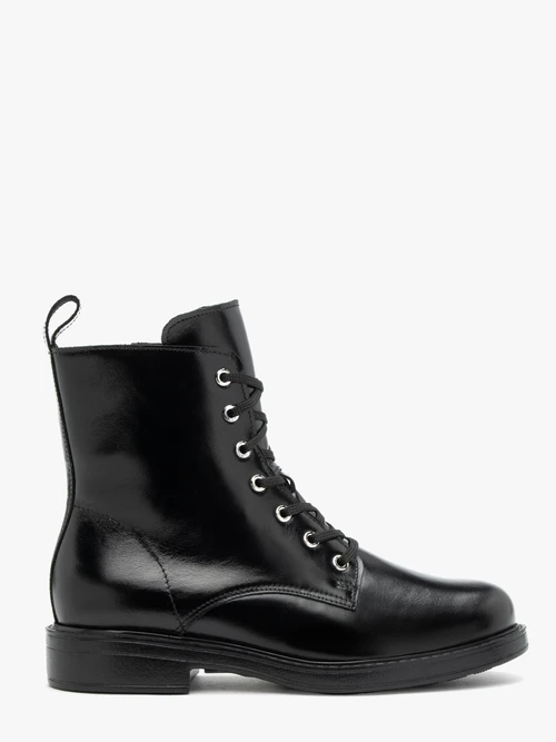 Czarne trzewiki ze skóry licowej