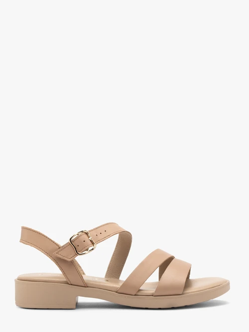 Beżowe skórzane sandały damskie