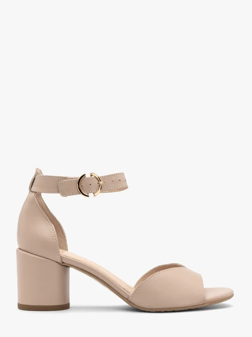 Beżowe sandały damskie na słupku