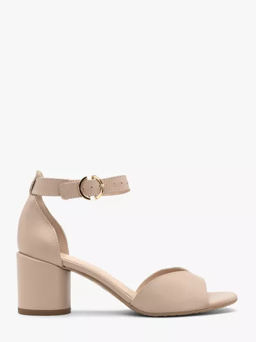 Beżowe sandały damskie na słupku