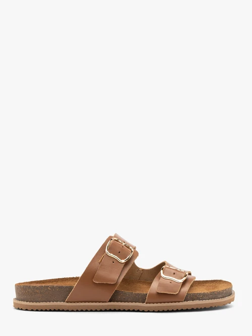 Jasnobrązowe klapki damskie płaskie