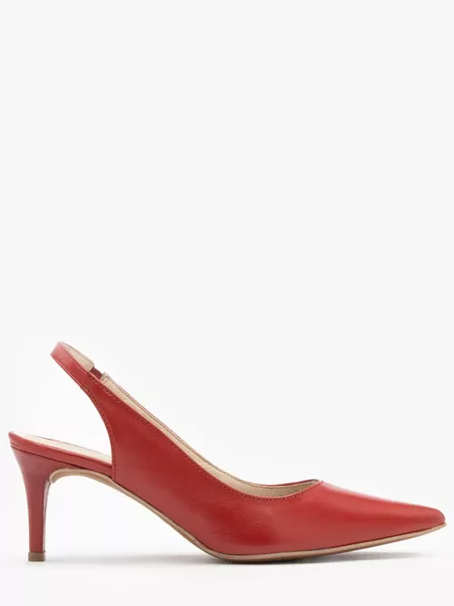 Czerwone czółenka typu slingback na szpilce