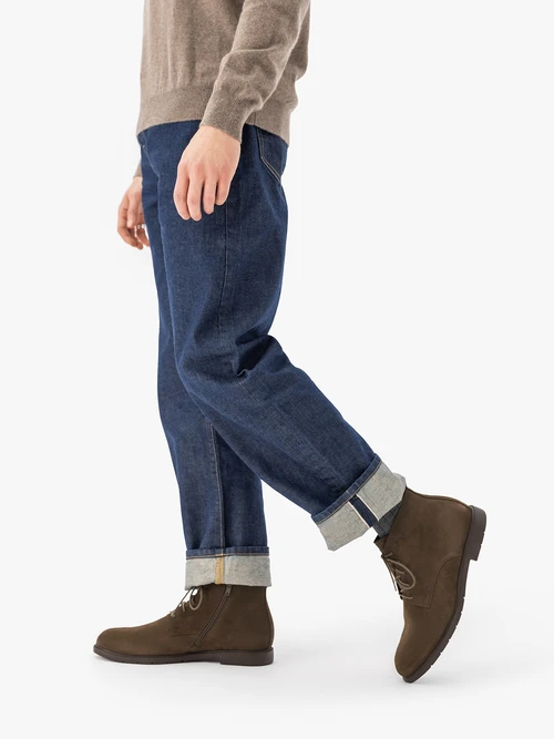 Zielone sznurowane trzewiki ze skóry welurowej