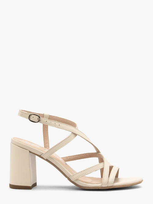 Kremowe sandały damskie na stabilnym obcasie