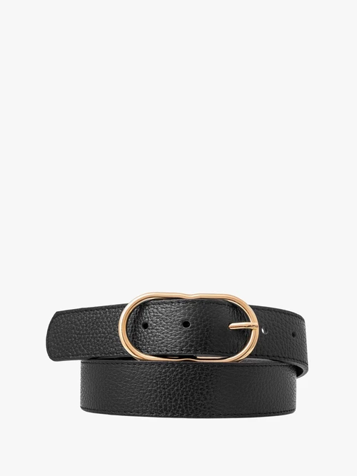 Czarny pasek damski ze złotą klamrą