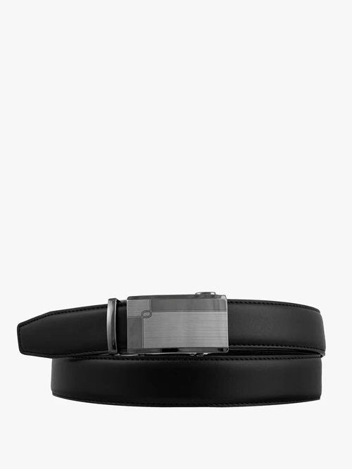 Czarny pasek ze skóry licowej