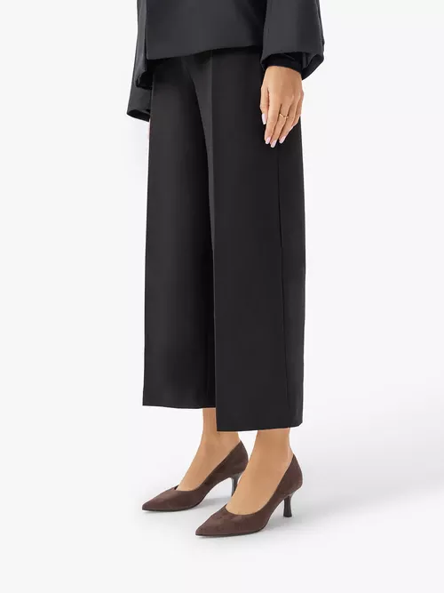 Brązowe skórzane czółenka na szpilce