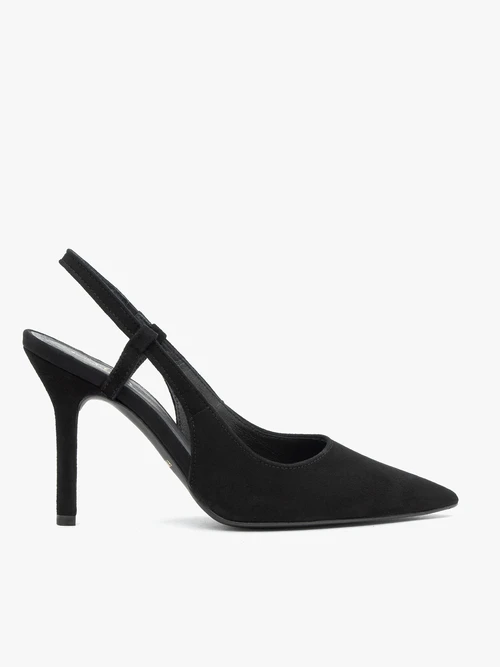 Czarne czółenka bez pięty na szpilce