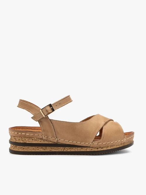 Beżowe sandały damskie z platformą