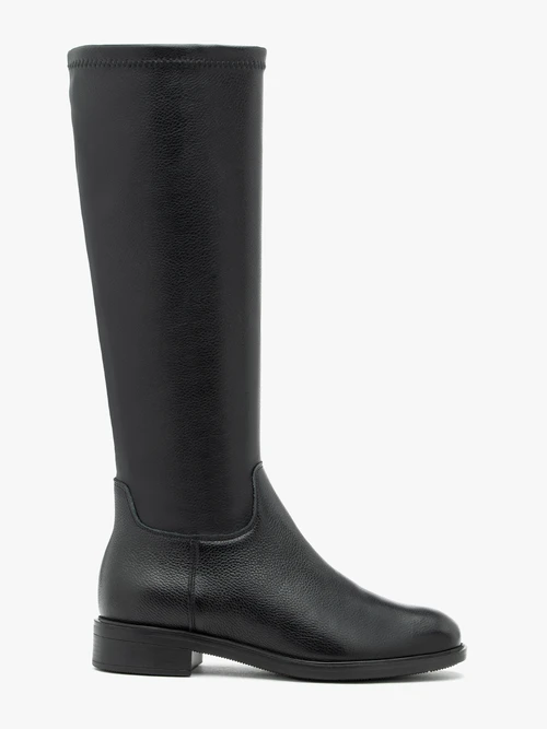 Czarne kozaki z szeroką elastyczną cholewką