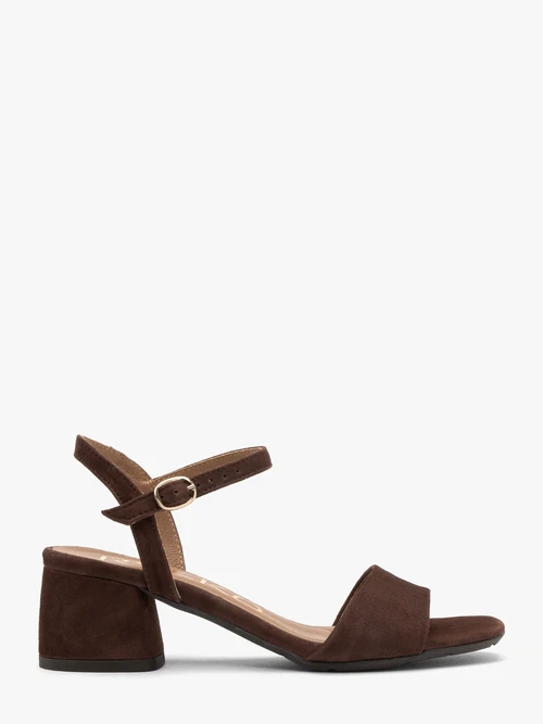 Ciemnobrązowe sandały damskie na słupku